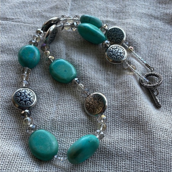 Chunky turquoise necklace with Crystal spacers Amazing Necklac - Picture 9 of 10